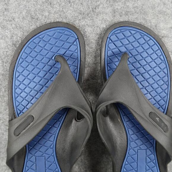 Casual Shoes Mens 11 Sandals Flip Flops Slip On Swim Surf Beach Black Blue Flat - Picture 6 of 9